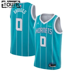 Maglia Charlotte Hornets Miles Bridges 0 Jordan Icon Edition Swingman Teal - Bambino