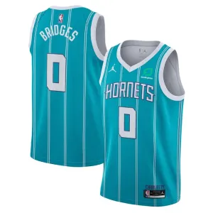 Maglia Charlotte Hornets Miles Bridges 0 Jordan Icon Edition Swingman Teal - Uomo