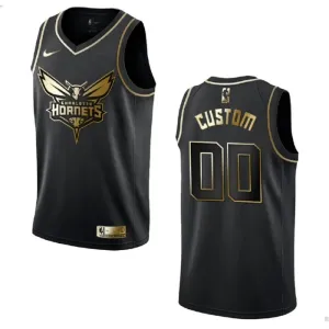 Maglia Charlotte Hornets Personalizzata Golden Edition Swingman Nero - Uomo Maglia Charlotte Hornets Personalizzata Golden Edition Swingman Nero - Uomo