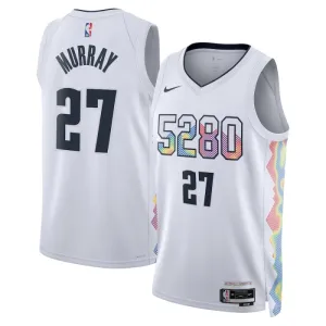 Maglia Denver Nuggets Jamal Murray City Edition 2024-25 Swingman Bianco - Uomo