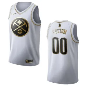 Maglia Denver Nuggets Limited Personalizzata Golden Edition Swingman Bianco - Uomo Maglia Denver Nuggets Limited Personalizzata Golden Edition Swingman Bianco - Uomo