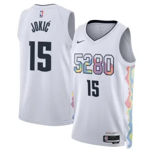 Maglia Denver Nuggets Nikola Jokic City Edition 2024-25 Swingman Bianco - Uomo