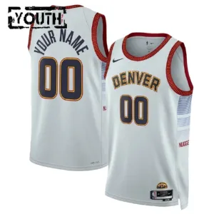 Maglia Denver Nuggets Personalizzata City Edition 2022-23 Swingman Bianco - Bambino