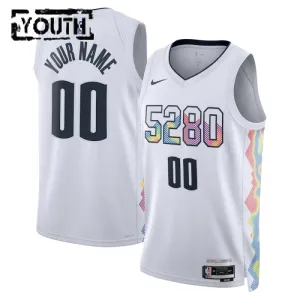 Maglia Denver Nuggets Personalizzata City Edition 2024-25 Swingman Bianco - Bambino