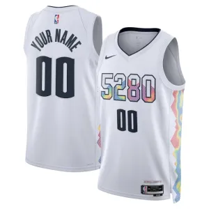 Maglia Denver Nuggets Personalizzata City Edition 2024-25 Swingman Bianco - Uomo