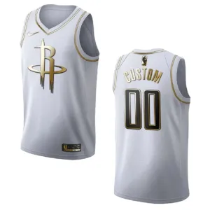 Maglia Houston Rockets Personalizzata Golden Edition Swingman Bianco - Uomo Maglia Houston Rockets Personalizzata Golden Edition Swingman Bianco - Uomo