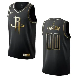 Maglia Houston Rockets Personalizzata Golden Edition Swingman Nero - Uomo Maglia Houston Rockets Personalizzata Golden Edition Swingman Nero - Uomo