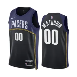 Maglia Indiana Pacers Bennedict Mathurin 00 Black City Edition 2022-23 Swingman Navy - Uomo Maglia Indiana Pacers Bennedict Mathurin 00 Black City Edition 2022-23 Swingman Navy - Uomo