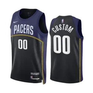 Maglia Indiana Pacers Black Personalizzata City Edition 2022-23 Swingman Navy - Uomo Maglia Indiana Pacers Black Personalizzata City Edition 2022-23 Swingman Navy - Uomo