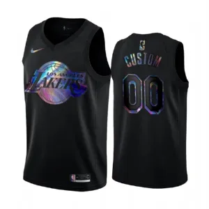 Maglia Los Angeles Lakers HWC Iridescent Edition Personalizzata Swingman Nero - Uomo Maglia Los Angeles Lakers HWC Iridescent Edition Personalizzata Swingman Nero - Uomo