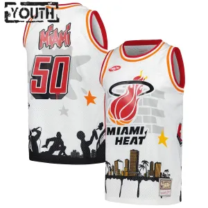Maglia Miami Heat Mitchell Ness x Tats Cru Edition Hardwood Classics 2023-24 Swingman Bianco - Bambino