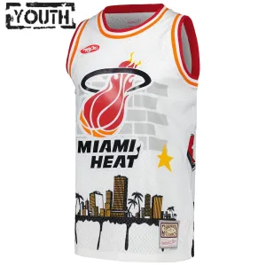 Maglia Miami Heat Mitchell Ness x Tats Cru Edition Hardwood Classics 2023-24 Swingman Bianco - Bambino
