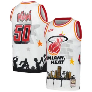 Maglia Miami Heat Mitchell Ness x Tats Cru Edition Hardwood Classics 2023-24 Swingman Bianco - Uomo