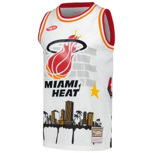 Maglia Miami Heat Mitchell Ness x Tats Cru Edition Hardwood Classics 2023-24 Swingman Bianco - Uomo