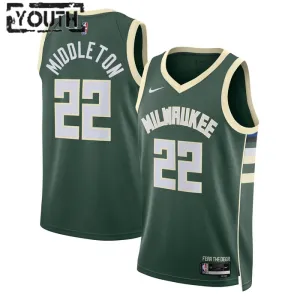 Maglia Milwaukee Bucks Khris Middleton 22 Icon Edition Swingman Verde - Bambino