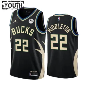 Maglia Milwaukee Bucks Khris Middleton 22 Jordan Statement Edition Swingman Nero - Bambino Maglia Milwaukee Bucks Khris Middleton 22 Jordan Statement Edition Swingman Nero - Bambino