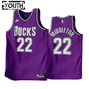 Maglia Milwaukee Bucks Khris Middleton 22 purple Classic Edition 2022-23 Swingman - Bambino Maglia Milwaukee Bucks Khris Middleton 22 purple Classic Edition 2022-23 Swingman - Bambino