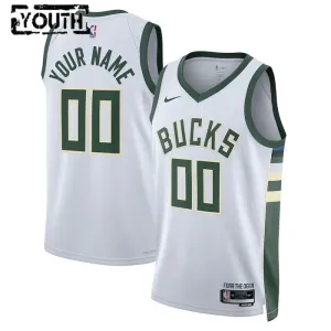 Maglia Milwaukee Bucks Personalizzata Association Edition Swingman Bianco - Bambino