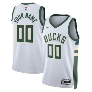 Maglia Milwaukee Bucks Personalizzata Association Edition Swingman Bianco - Uomo