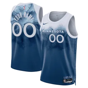 Maglia Minnesota Timberwolves Personalizzata City Edition 2023-24 Swingman Blu - Uomo