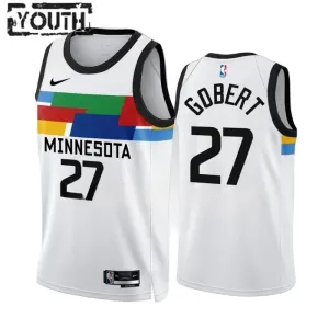 Maglia Minnesota Timberwolves Rudy Gobert 27 City Edition 2022-23 Swingman Bianco - Bambino Maglia Minnesota Timberwolves Rudy Gobert 27 City Edition 2022-23 Swingman Bianco - Bambino