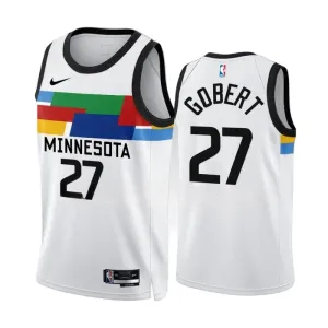 Maglia Minnesota Timberwolves Rudy Gobert 27 City Edition 2022-23 Swingman Bianco - Uomo Maglia Minnesota Timberwolves Rudy Gobert 27 City Edition 2022-23 Swingman Bianco - Uomo