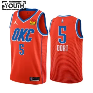 Maglia Oklahoma City Thunder Luguentz Dort 5 Jordan Statement Edition 2022-23 Swingman Arancione - Bambino Maglia Oklahoma City Thunder Luguentz Dort 5 Jordan Statement Edition 2022-23 Swingman Arancione - Bambino