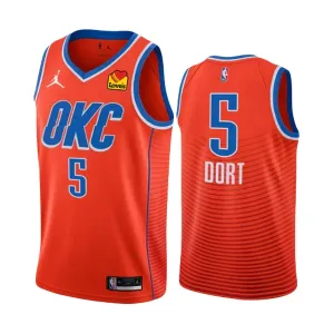 Maglia Oklahoma City Thunder Luguentz Dort 5 Jordan Statement Edition 2022-23 Swingman Arancione - Uomo Maglia Oklahoma City Thunder Luguentz Dort 5 Jordan Statement Edition 2022-23 Swingman Arancione - Uomo