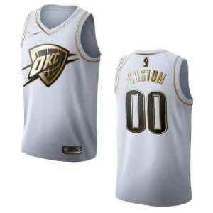 Maglia Oklahoma City Thunder Personalizzata Golden Edition Swingman Bianco - Uomo Maglia Oklahoma City Thunder Personalizzata Golden Edition Swingman Bianco - Uomo