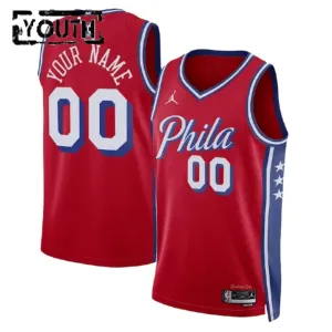 Maglia Philadelphia 76ers Jordan Personalizzata Statement Edition Swingman Rosso - Bambino