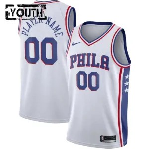 Maglia Philadelphia 76ers Personalizzata Association Edition Swingman Bianco - Bambino