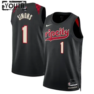 Maglia Portland Trail Blazers Anfernee Simons City Edition 2023-24 Swingman Nero - Bambino