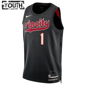 Maglia Portland Trail Blazers Anfernee Simons City Edition 2023-24 Swingman Nero - Bambino