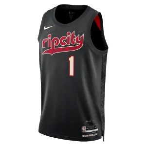 Maglia Portland Trail Blazers Anfernee Simons City Edition 2023-24 Swingman Nero - Uomo