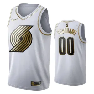 Maglia Portland Trail Blazers Personalizzata Golden Edition Swingman Bianco - Uomo Maglia Portland Trail Blazers Personalizzata Golden Edition Swingman Bianco - Uomo
