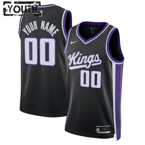 Maglia Sacramento Kings Personalizzata Icon Edition 2023-24 Swingman Nero - Bambino